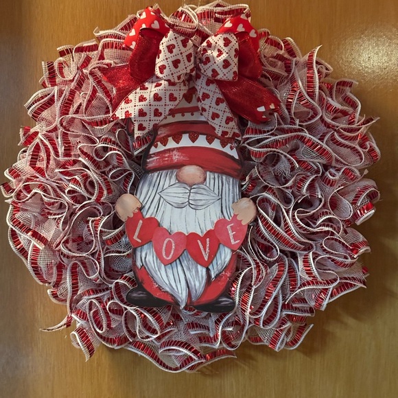 Other - Red and White Holiday Gnome Wreath